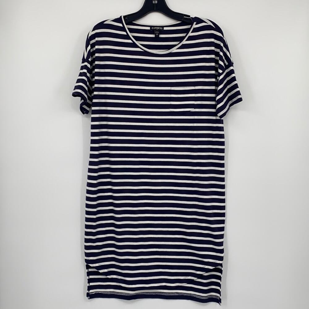 Express Women's Black & White Stripe Short Sleeve T-Shirt Dress Size  XS